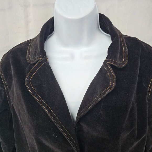 Vintage Bandolino Velvet Jacket Brown Retro Boho Western Y2K L - Picture 2 of 12